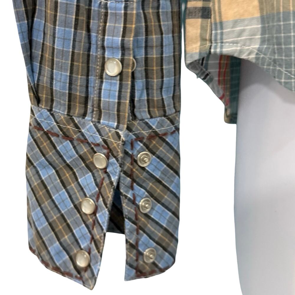 Vintage Rebel Western Blue Yellow Plaid Pearl Snap Collared Shirt size S NEW Tag - Picture 11 of 11